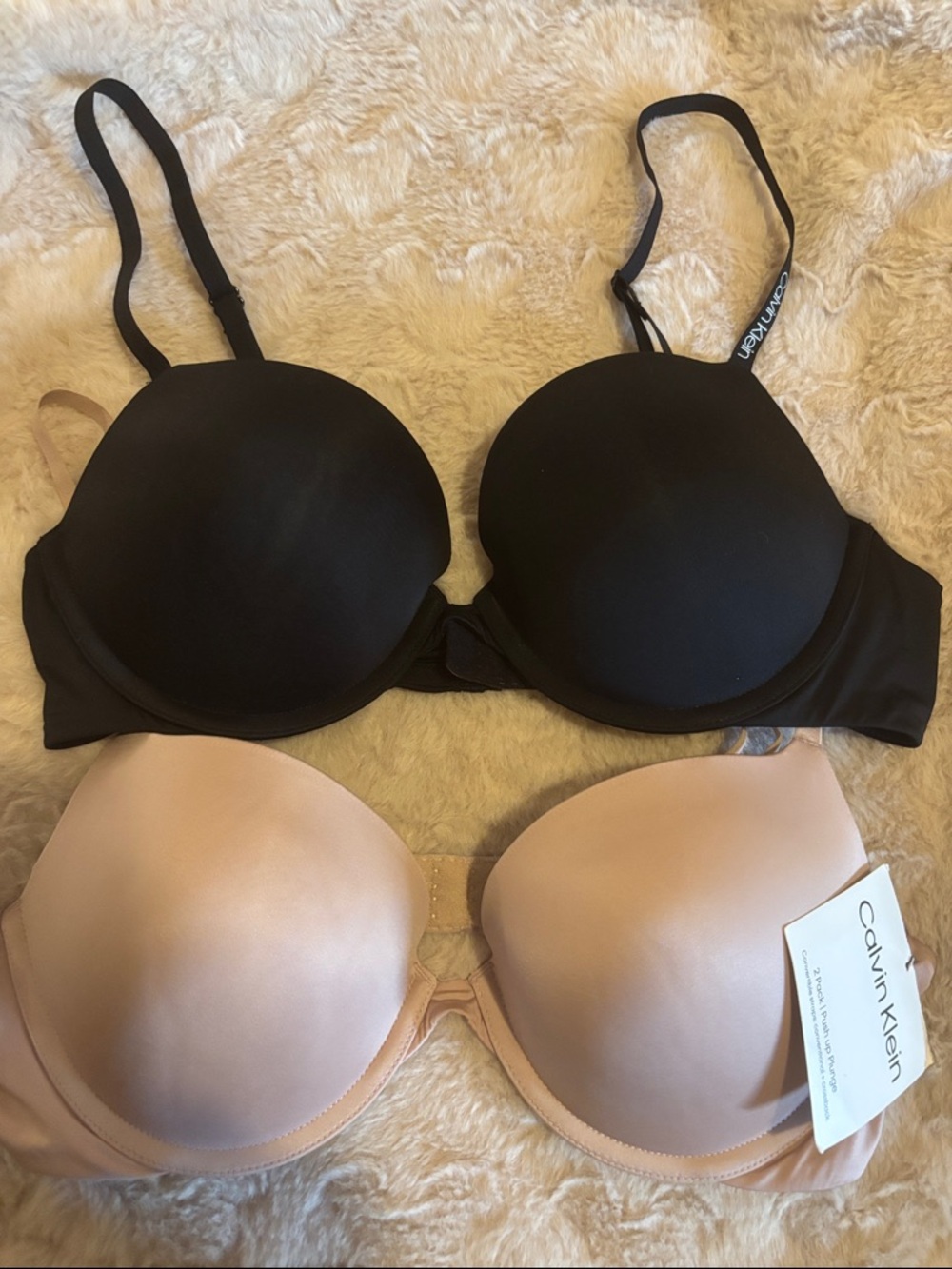Calvin Klein Black and Nude Seamless T-Shirt Bra Pair